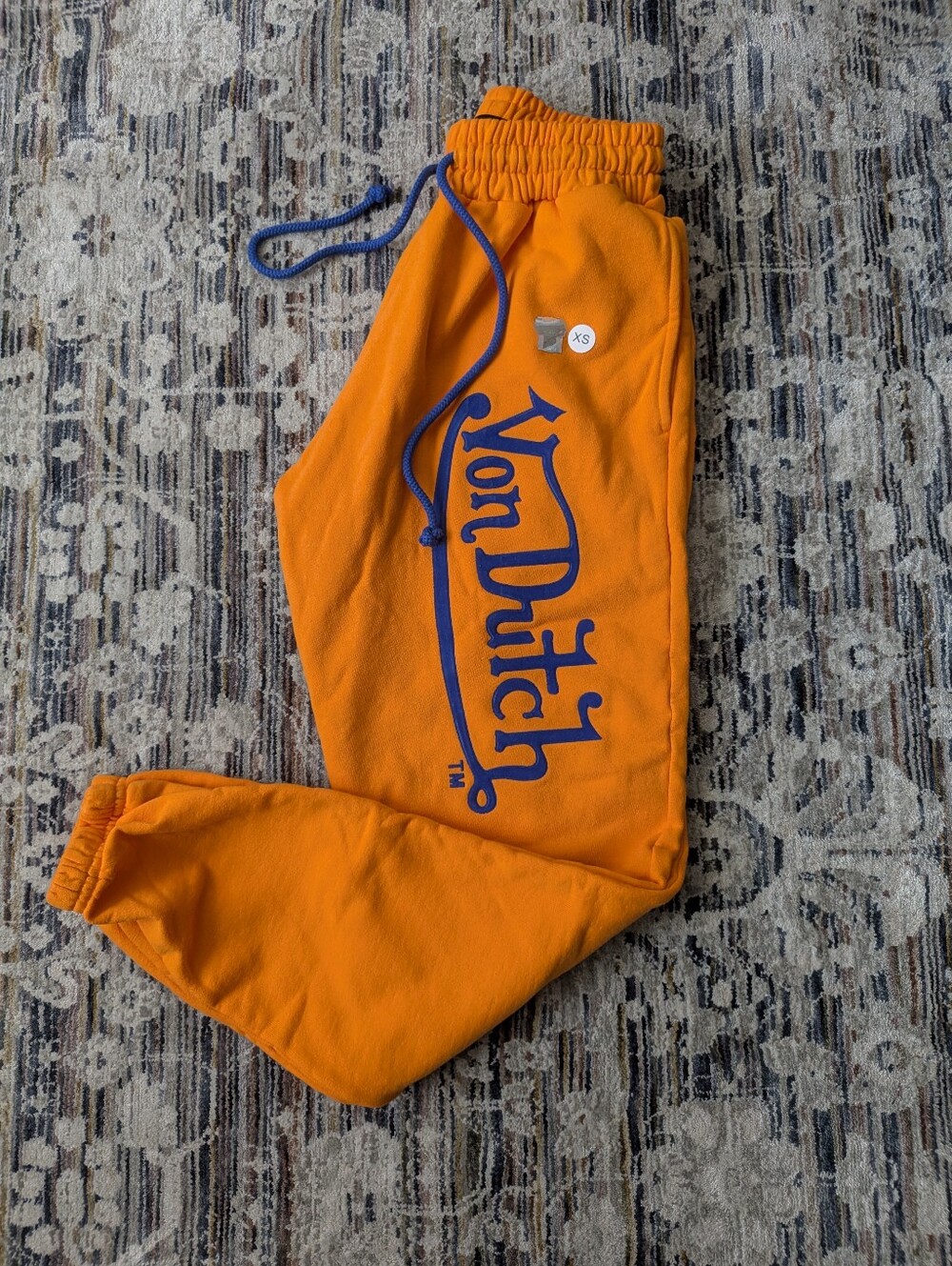 Von Dutch Orange Embroidered Logo Sweatpants Joggers XS NWOT